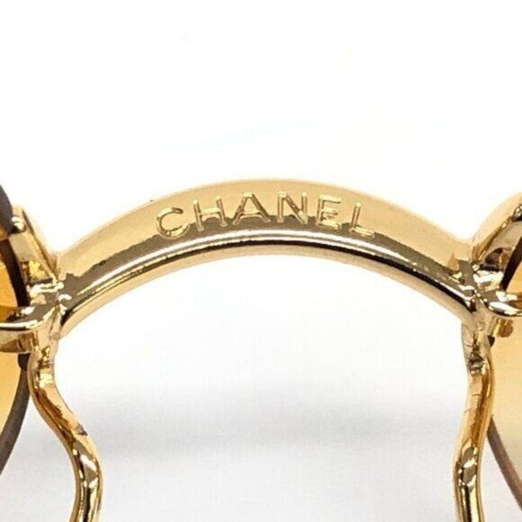 🧡RARE Chanel Vintage Sunglasses Rhinestone CC Logo Rimless Gradient Gold Orange - Picture 10 of 14